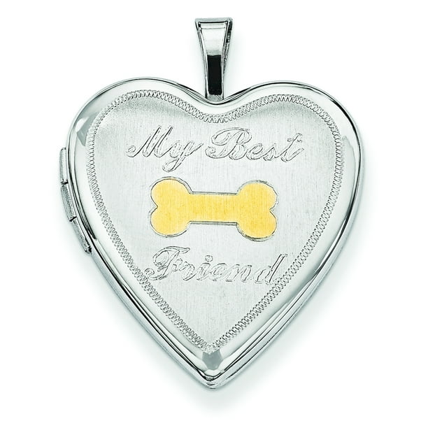 Sterling Silver Rhodium-plated Gold-plate My Best Friend Dog Bone Heart Loc 